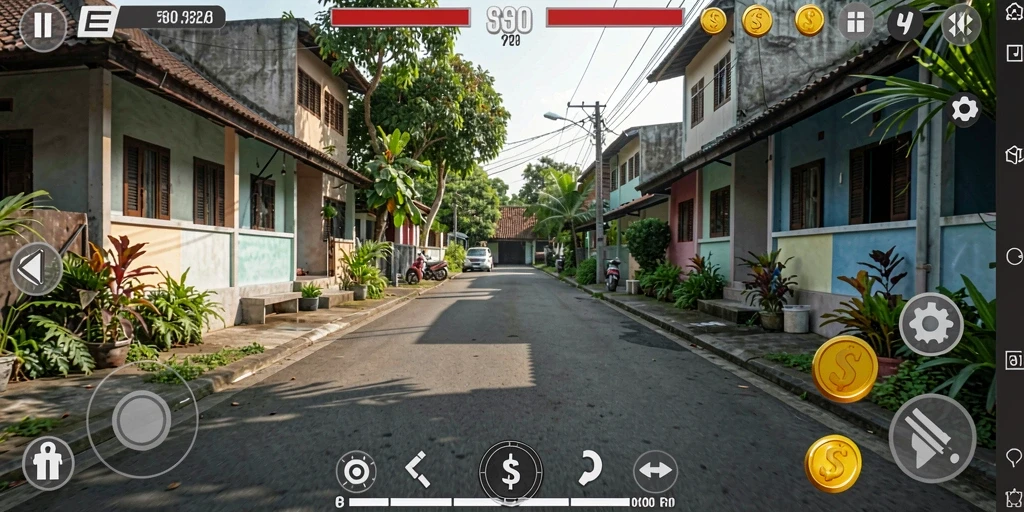 Screenshot menunjukkan karakter utama dalam pertempuran epik.